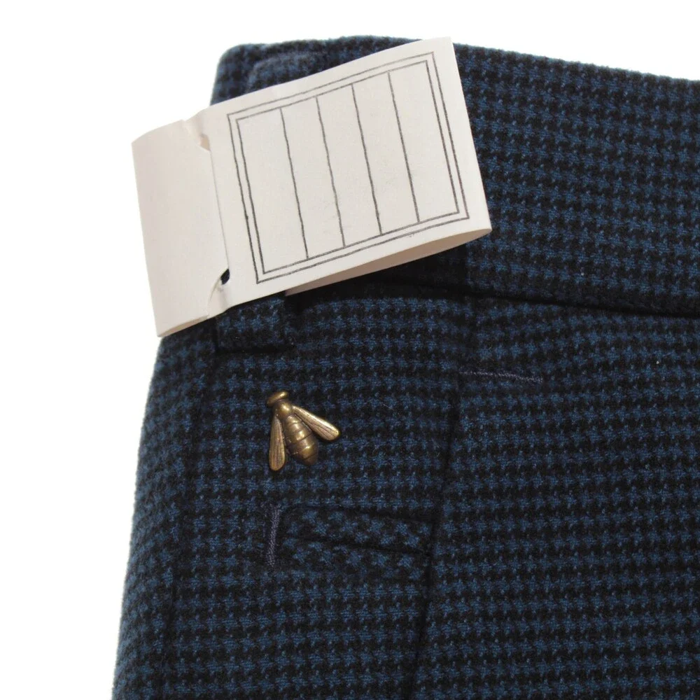 Meyer NWT Chinos / Casual Pants Size 46 (US 30) Bonn in Blue Houndstooth Cotton